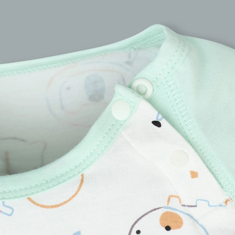 Bộ tay dài raplan cài vai BabyMommy 421025 màu xanh mint 6