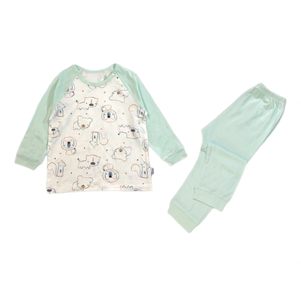 Bộ tay dài unisex BabyMommy visco xanh mint