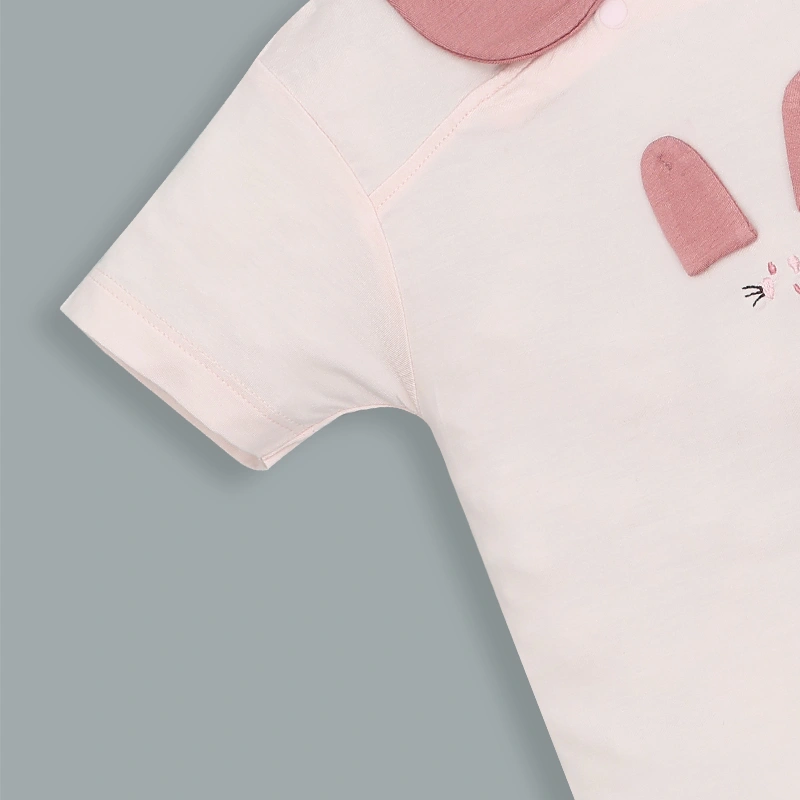 Bộ tay ngắn bé gái hình thỏ Ualarogo UR2190 màu hồng 5