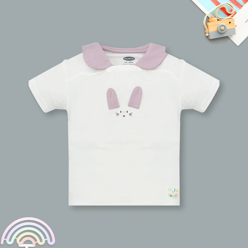 Bộ tay ngắn bé gái hình thỏ Ualarogo UR2190 màu hồng 15