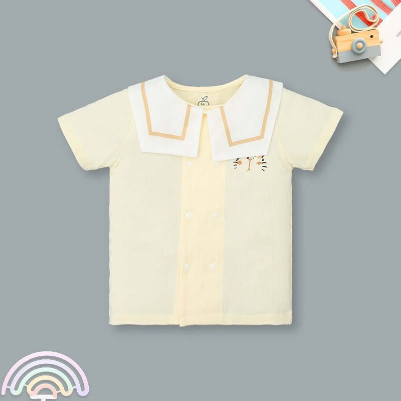 Bộ tay ngắn bé gái La Pomme niềm vui mùa hè màu vàng - nâu 2