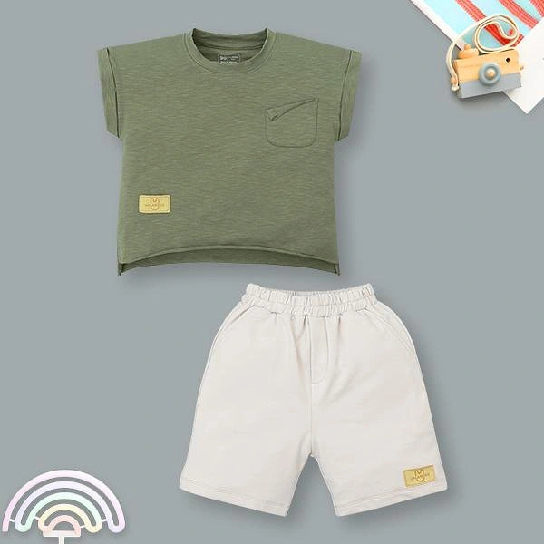 Bộ bé trai Ualarogo cotton bamboo xanh rêu