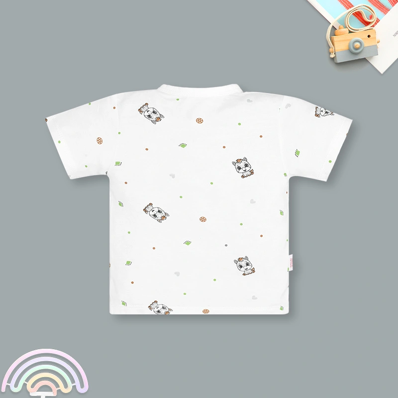 Bộ tay ngắn cúc bấm chéo in ngựa con IQ Baby màu trắng 3