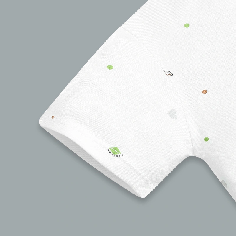 Bộ tay ngắn cúc bấm chéo in ngựa con IQ Baby màu trắng 5