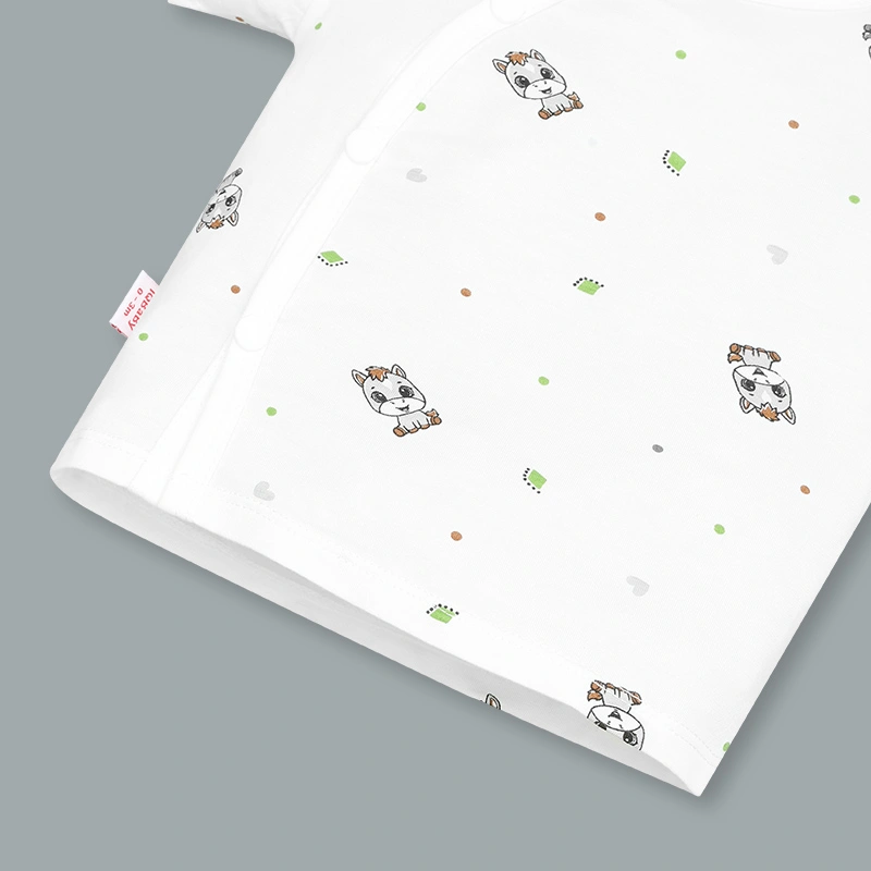 Bộ tay ngắn cúc bấm chéo in ngựa con IQ Baby màu trắng 7