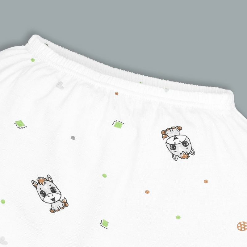 Bộ tay ngắn cúc bấm chéo in ngựa con IQ Baby màu trắng 9