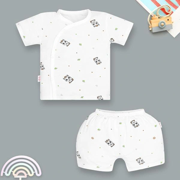 Bộ tay ngắn unisex IQ Baby màu trắng