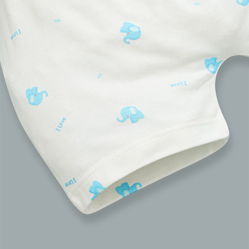 Bộ tay ngắn cúc bấm chéo in voi con IQ Baby màu trắng 10