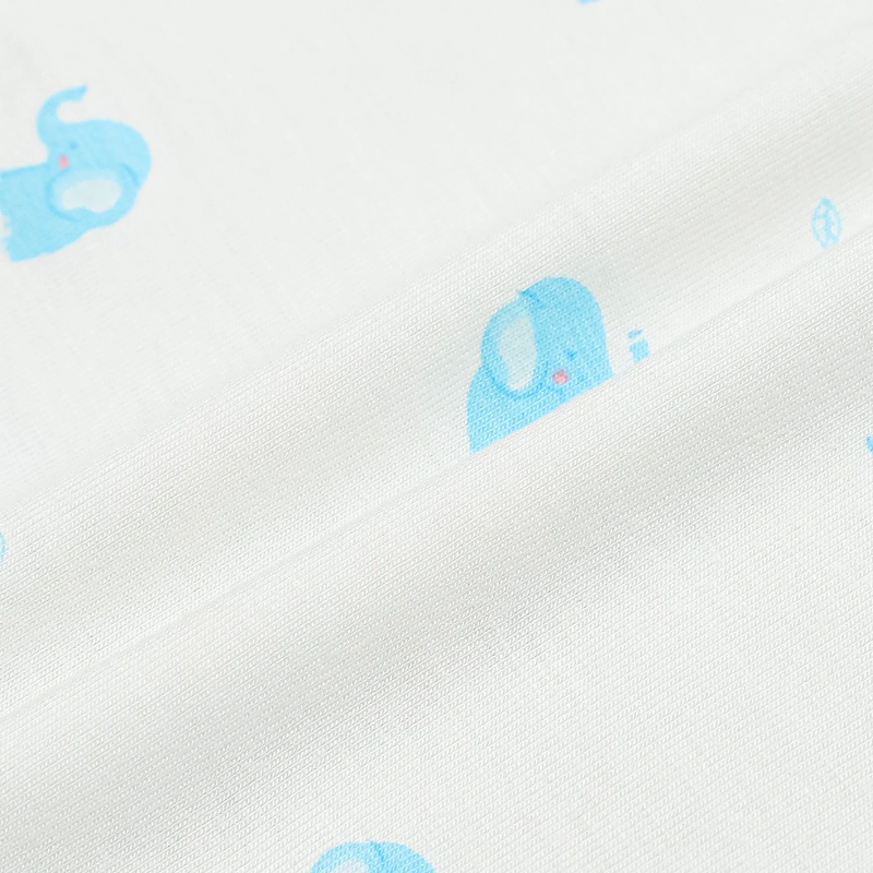 Bộ tay ngắn cúc bấm chéo in voi con IQ Baby màu trắng 11