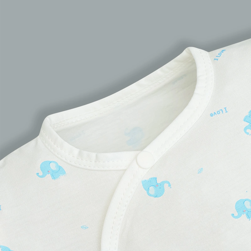 Bộ tay ngắn cúc bấm chéo in voi con IQ Baby màu trắng 4