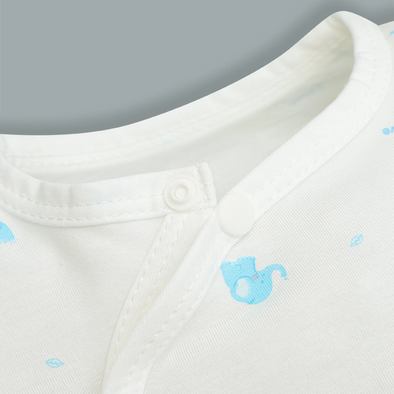 Bộ tay ngắn cúc bấm chéo in voi con IQ Baby màu trắng 7