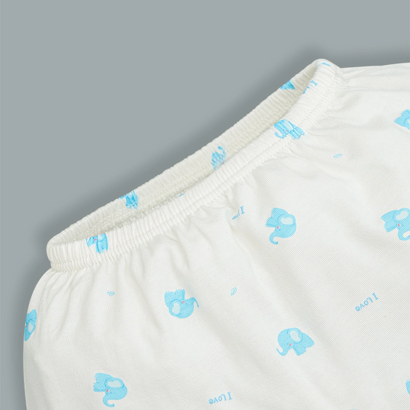 Bộ tay ngắn cúc bấm chéo in voi con IQ Baby màu trắng 9