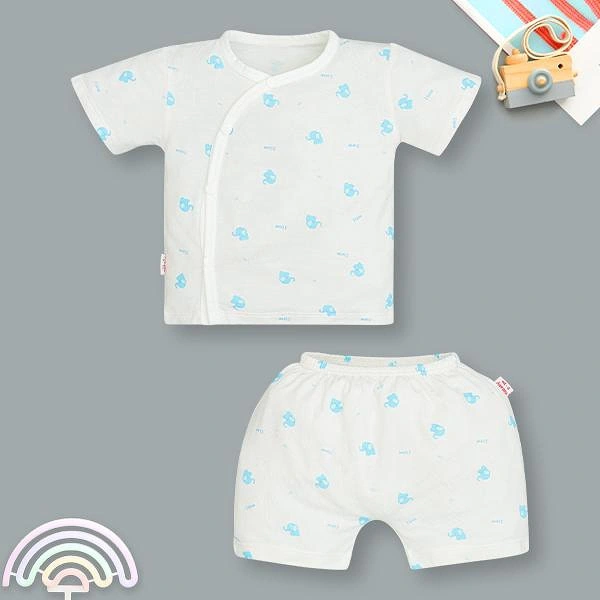Bộ tay ngắn unisex IQ Baby visco trắng