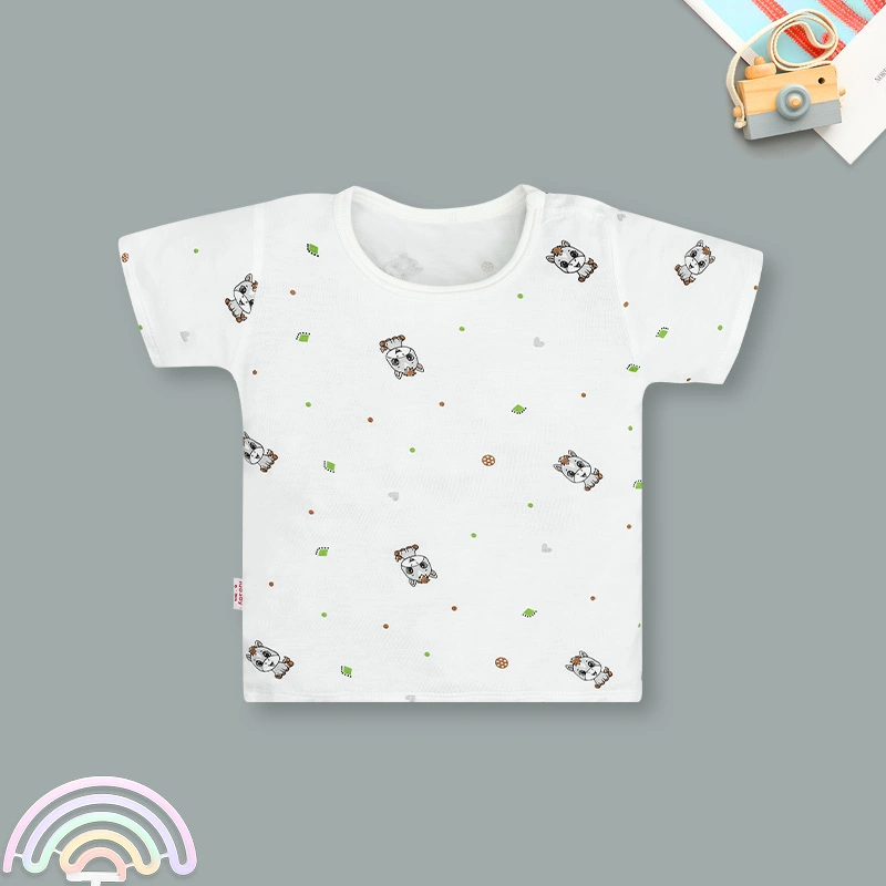 Bộ tay ngắn cúc bấm vai in ngựa con IQ Baby màu trắng 2
