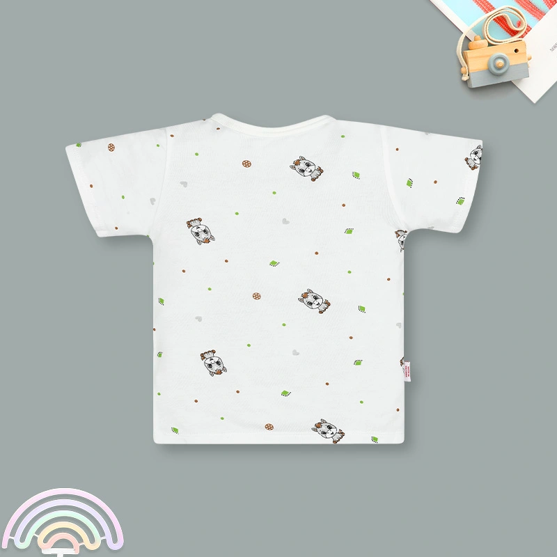 Bộ tay ngắn cúc bấm vai in ngựa con IQ Baby màu trắng 3