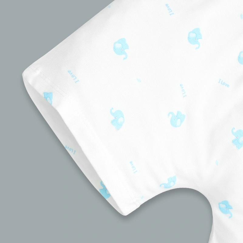 Bộ tay ngắn cúc bấm vai in voi con IQ Baby màu trắng 10