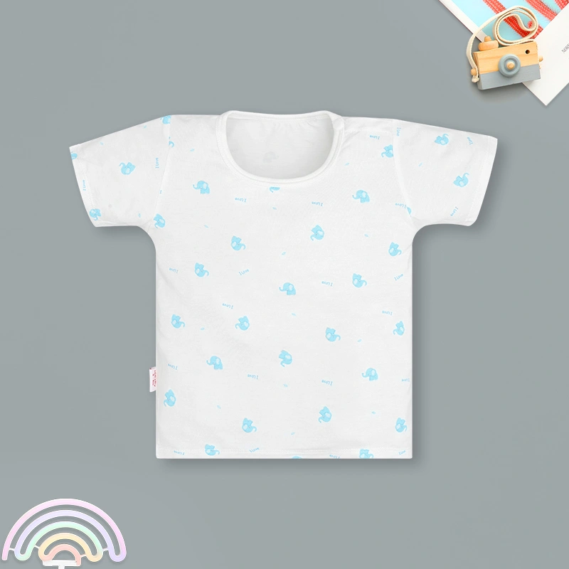 Bộ tay ngắn cúc bấm vai in voi con IQ Baby màu trắng 2