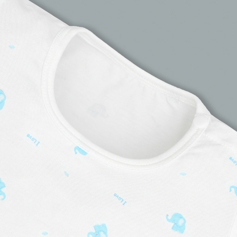Bộ tay ngắn cúc bấm vai in voi con IQ Baby màu trắng 4