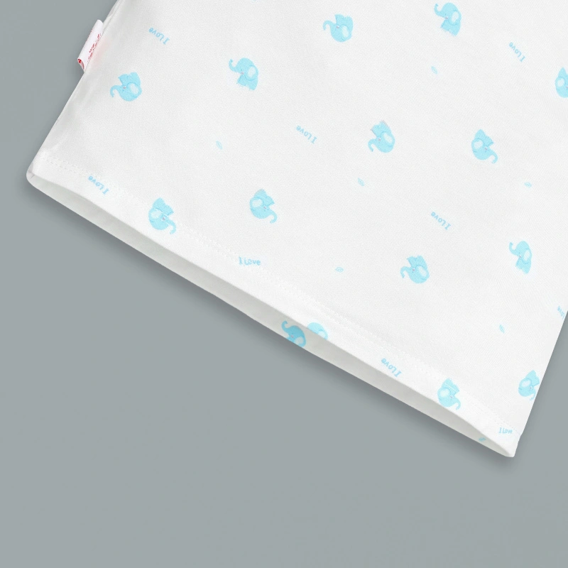 Bộ tay ngắn cúc bấm vai in voi con IQ Baby màu trắng 7