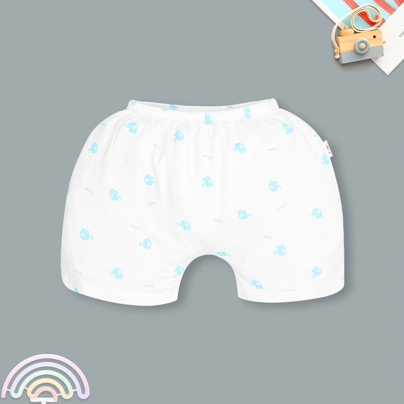 Bộ tay ngắn cúc bấm vai in voi con IQ Baby màu trắng 8