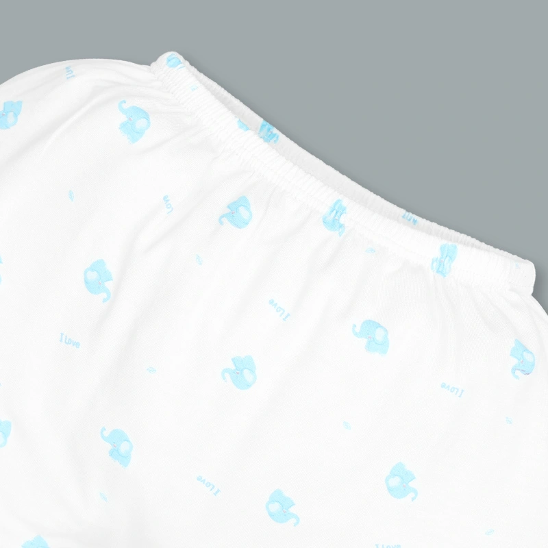 Bộ tay ngắn cúc bấm vai in voi con IQ Baby màu trắng 9
