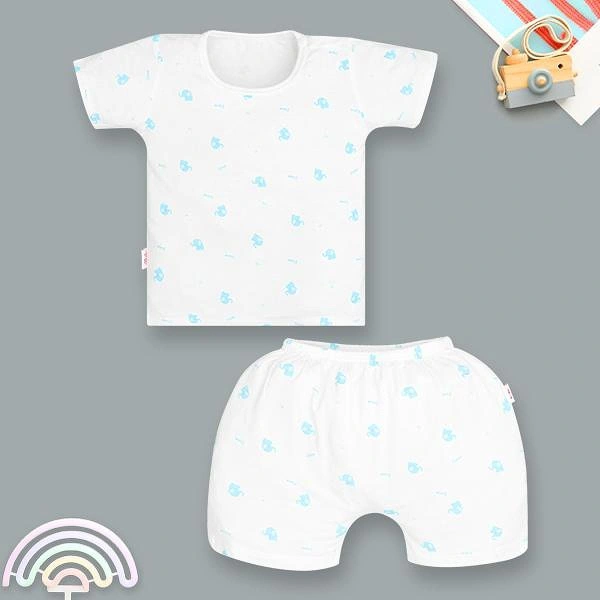 Bộ tay ngắn unisex IQ Baby visco trắng