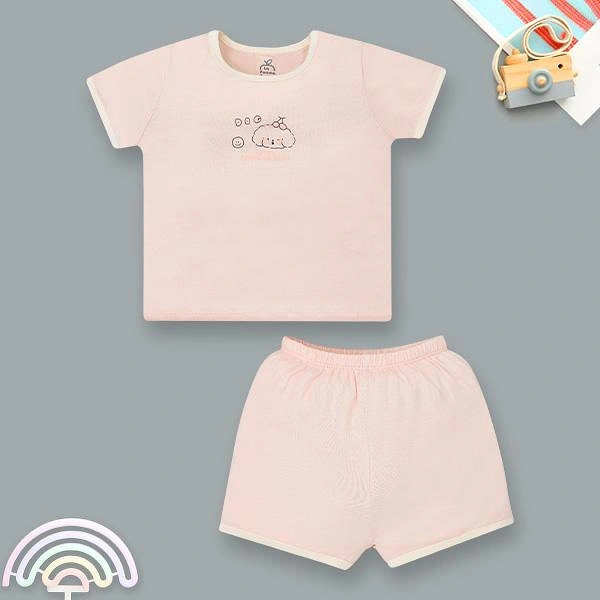 Bộ tay ngắn unisex La Pomme sợi tre hồng