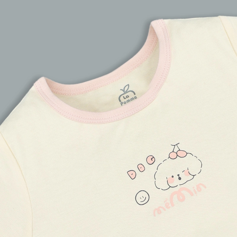 Bộ tay ngắn La Pomme người bạn puppy màu vàng kem 7