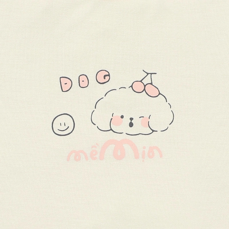 Bộ tay ngắn La Pomme người bạn puppy màu vàng kem 9