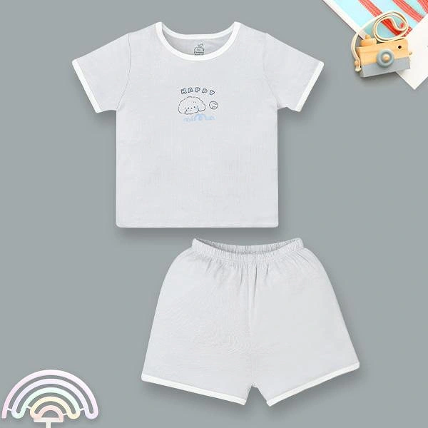Bộ tay ngắn unisex La Pomme sợi tre xám
