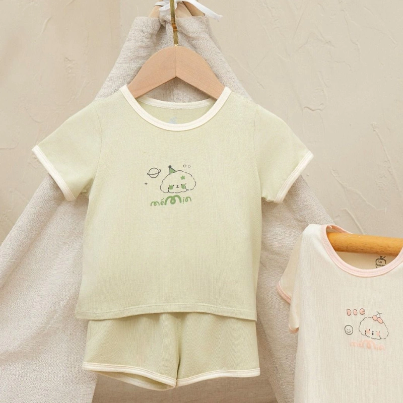 Bộ tay ngắn La Pomme người bạn puppy màu vàng kem 38