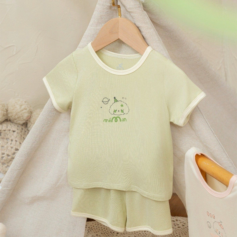 Bộ tay ngắn La Pomme người bạn puppy màu vàng kem 39