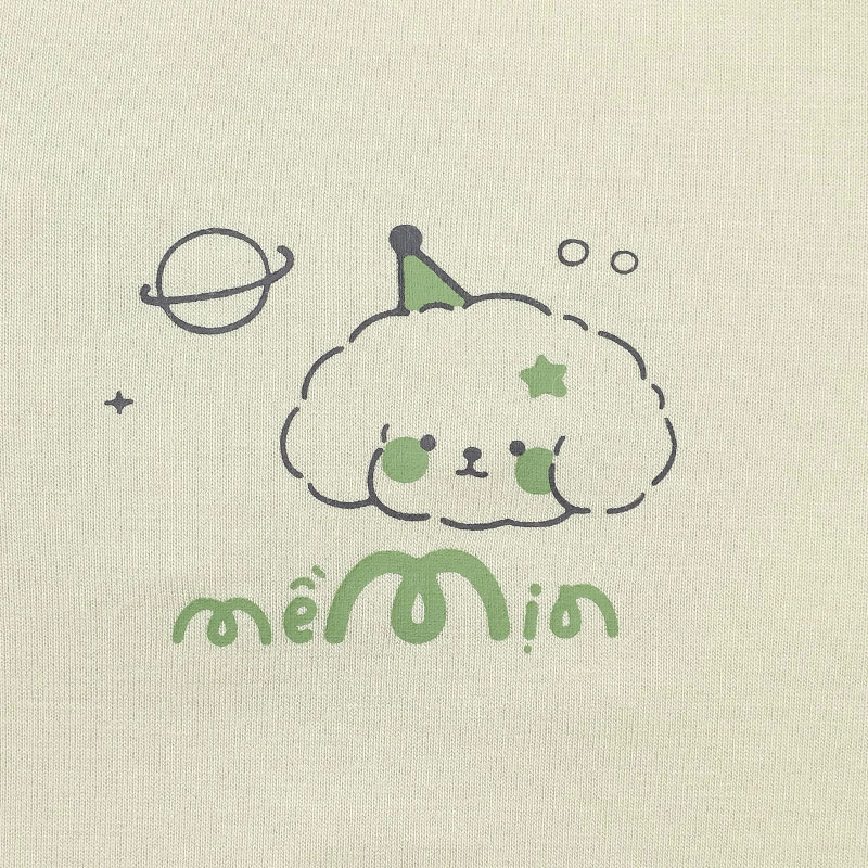 Bộ tay ngắn La Pomme người bạn puppy màu vàng kem 44