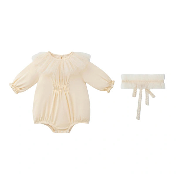 Bodysuit bé gái La Pomme bamboo vàng