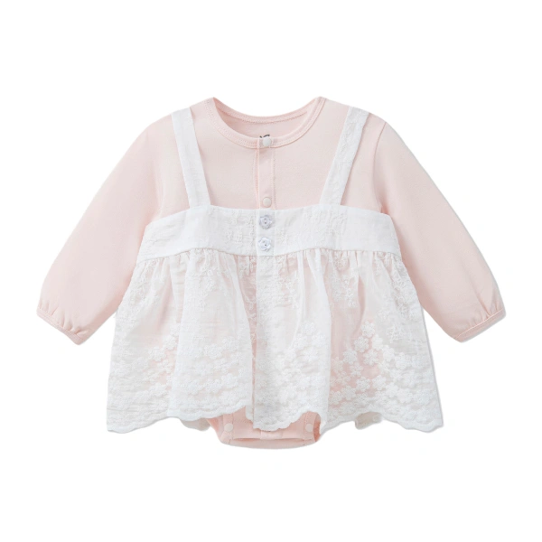Bodysuit bé gái La Pomme cotton hồng