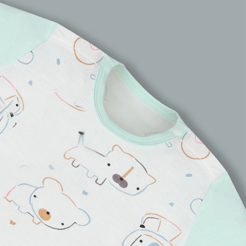 Bodysuit tay ngắn hoạ tiết BabyMommy 191025 màu xanh mint 3