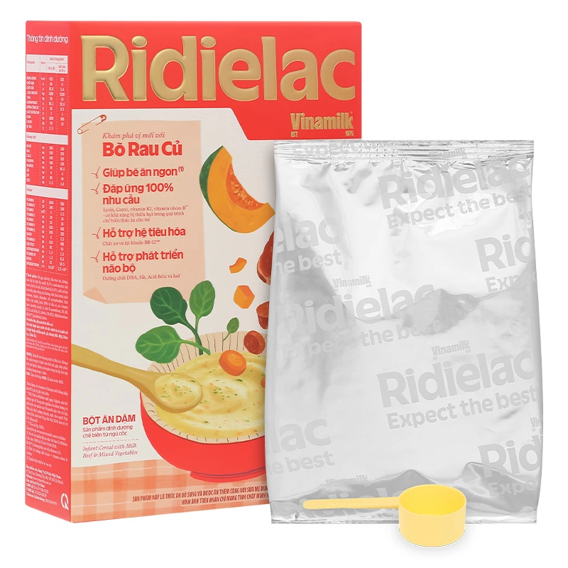 Bột ăn dặm Vinamilk Ridielac Gold cá hồi, bông cải xanh hộp 200g (7 - 24 tháng) 30