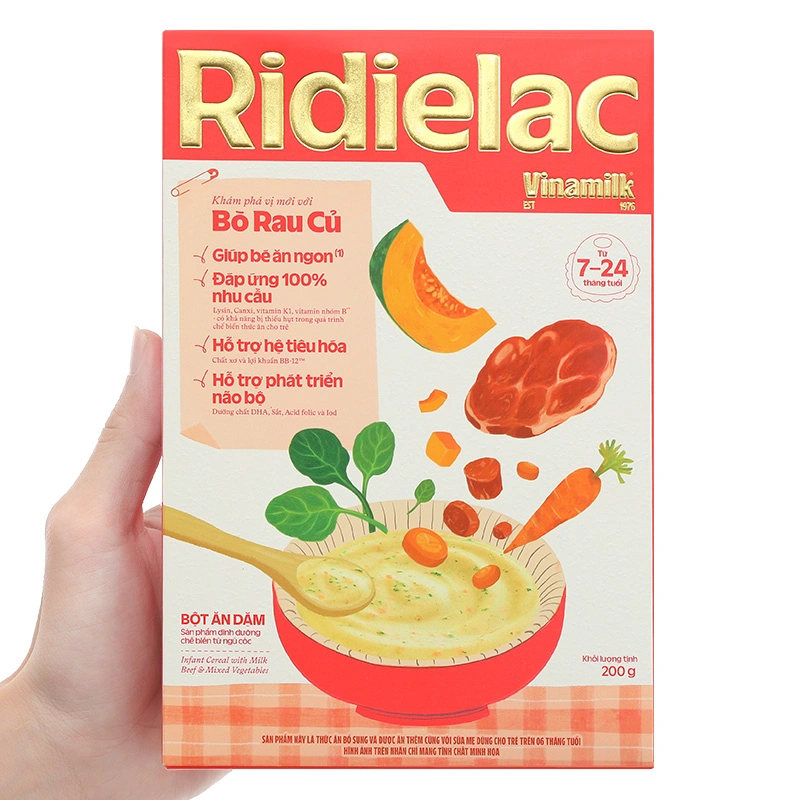 Bột ăn dặm Vinamilk Ridielac Gold cá hồi, bông cải xanh hộp 200g (7 - 24 tháng) 36