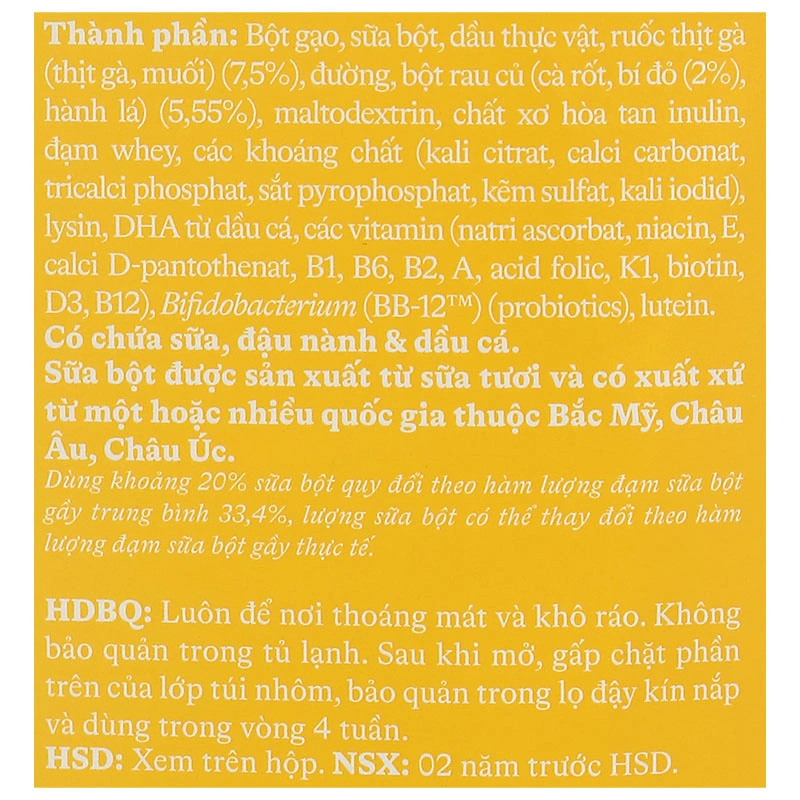 Bột ăn dặm Vinamilk Ridielac Gold cá hồi, bông cải xanh hộp 200g (7 - 24 tháng) 24