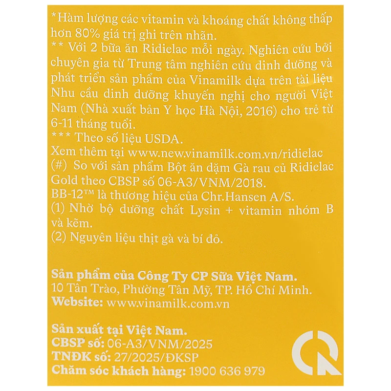Bột ăn dặm Vinamilk Ridielac Gold cá hồi, bông cải xanh hộp 200g (7 - 24 tháng) 25