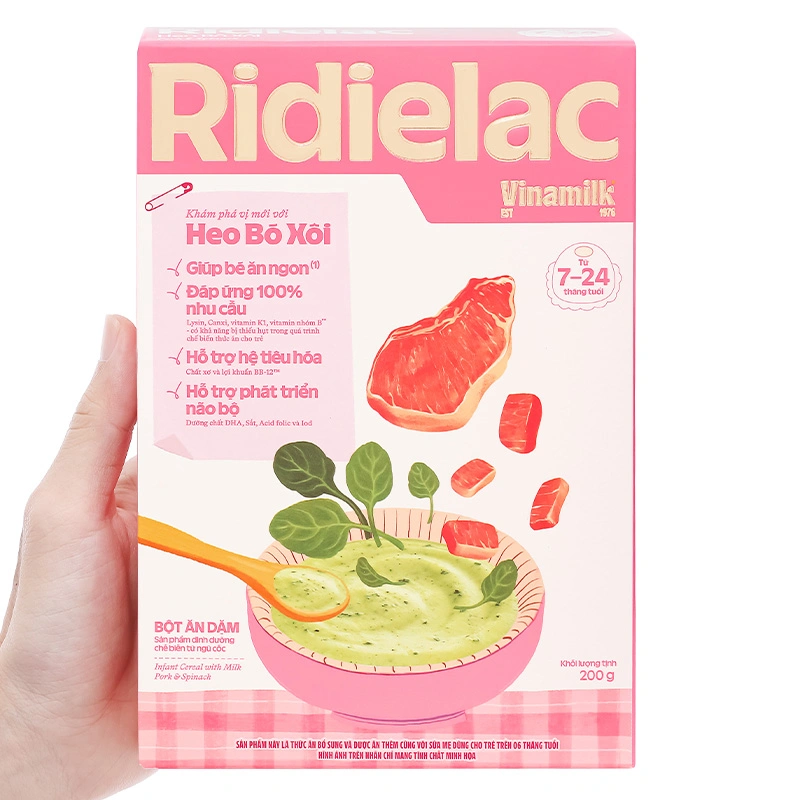 Bột ăn dặm Vinamilk Ridielac Gold cá hồi, bông cải xanh hộp 200g (7 - 24 tháng) 56