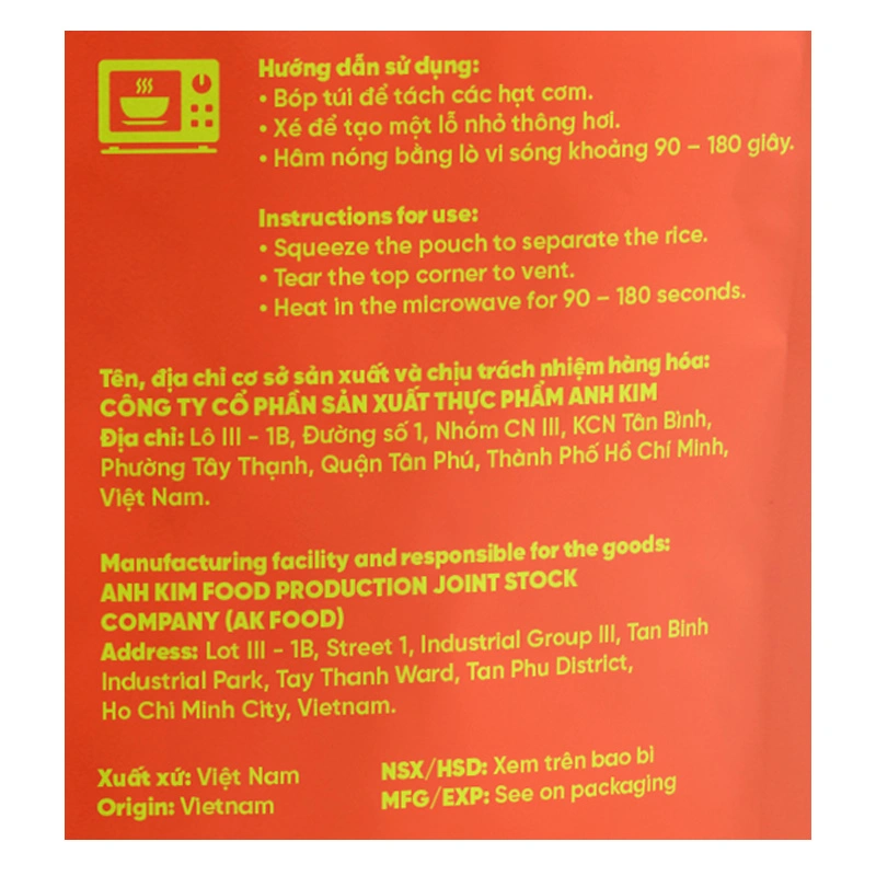 Cơm tươi AK RICE đậu gà 150g (từ 3 tuổi) 5
