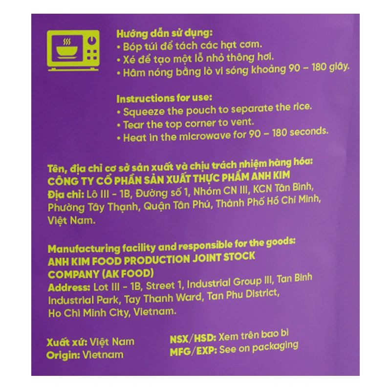 Cơm tươi AK RICE hạt sen 150g (từ 3 tuổi) 5