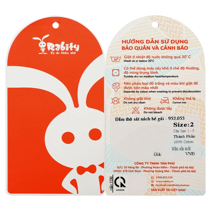 Đầm bé gái Rabity 952.055 màu hồng 9