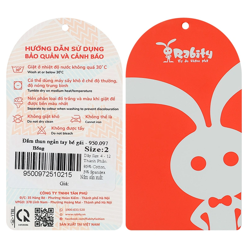 Đầm bé gái Rabity 950.097 màu hồng 9