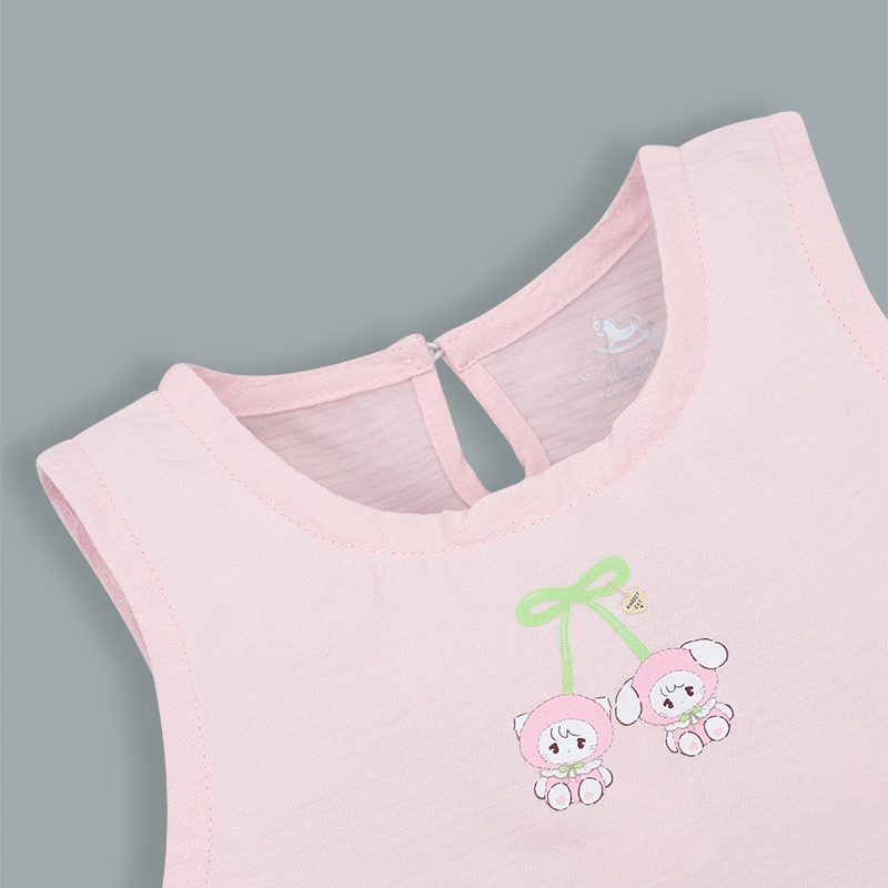 Đồ bộ sát nách bé gái Pony Kids quần bèo gấu màu hồng 4