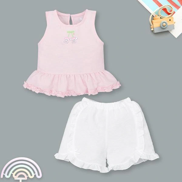Bộ bé gái Pony Kids cotton hồng