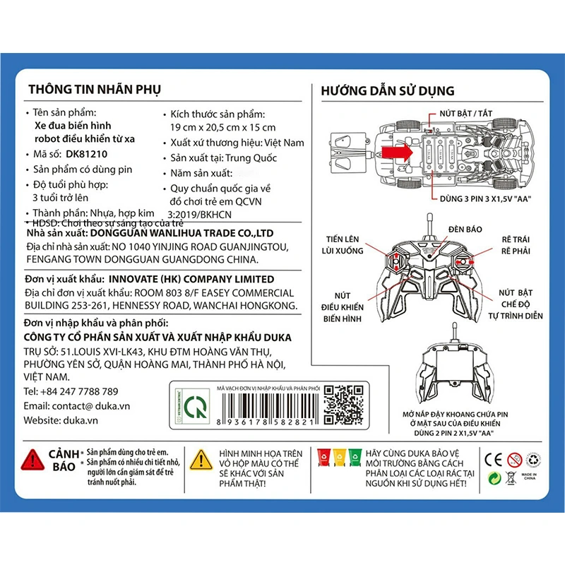 Đồ chơi điều khiển xe đua biến hình robot Winka DK81210 6