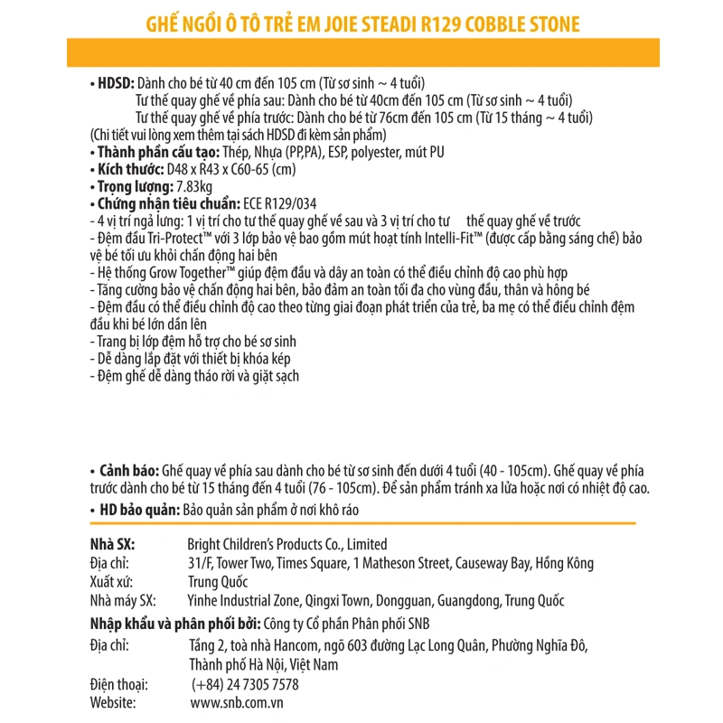 Ghế ngồi ô tô Joie Steadi R129 Cobble Stone (0 - 4 tuổi) 7
