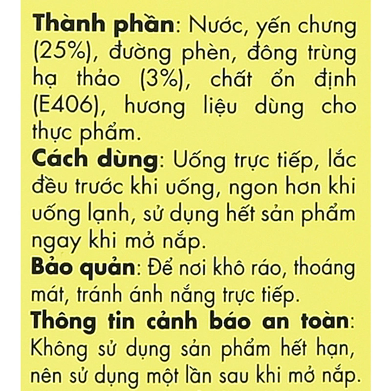 Hộp 6 hũ nước yến sào đông trùng hạ thảo Win'sNest 70 ml (từ 12 tuổi) 12